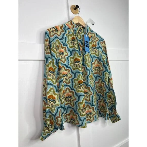 NWT Hunter Bell Long Sleeve Abstract Graham Top Tea Time Flower Size: Small
